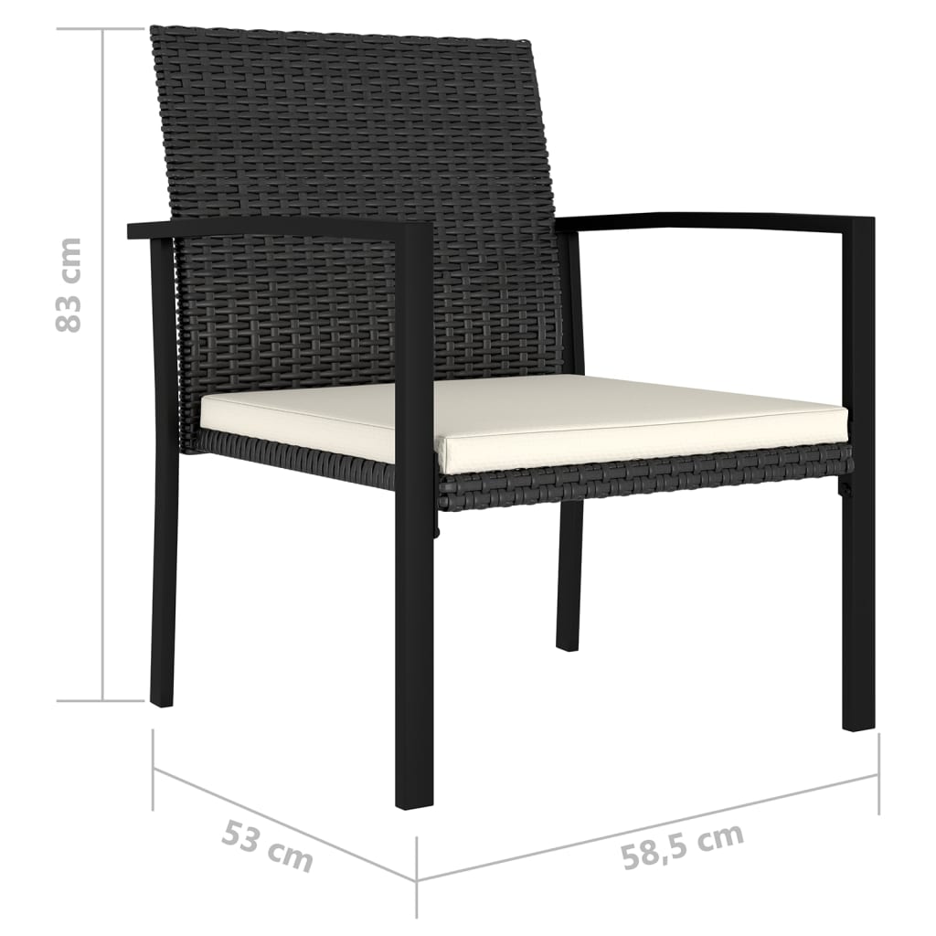 Scaune de masă pentru grădină, 4 buc., negru, poliratan GartenMobel Dekor