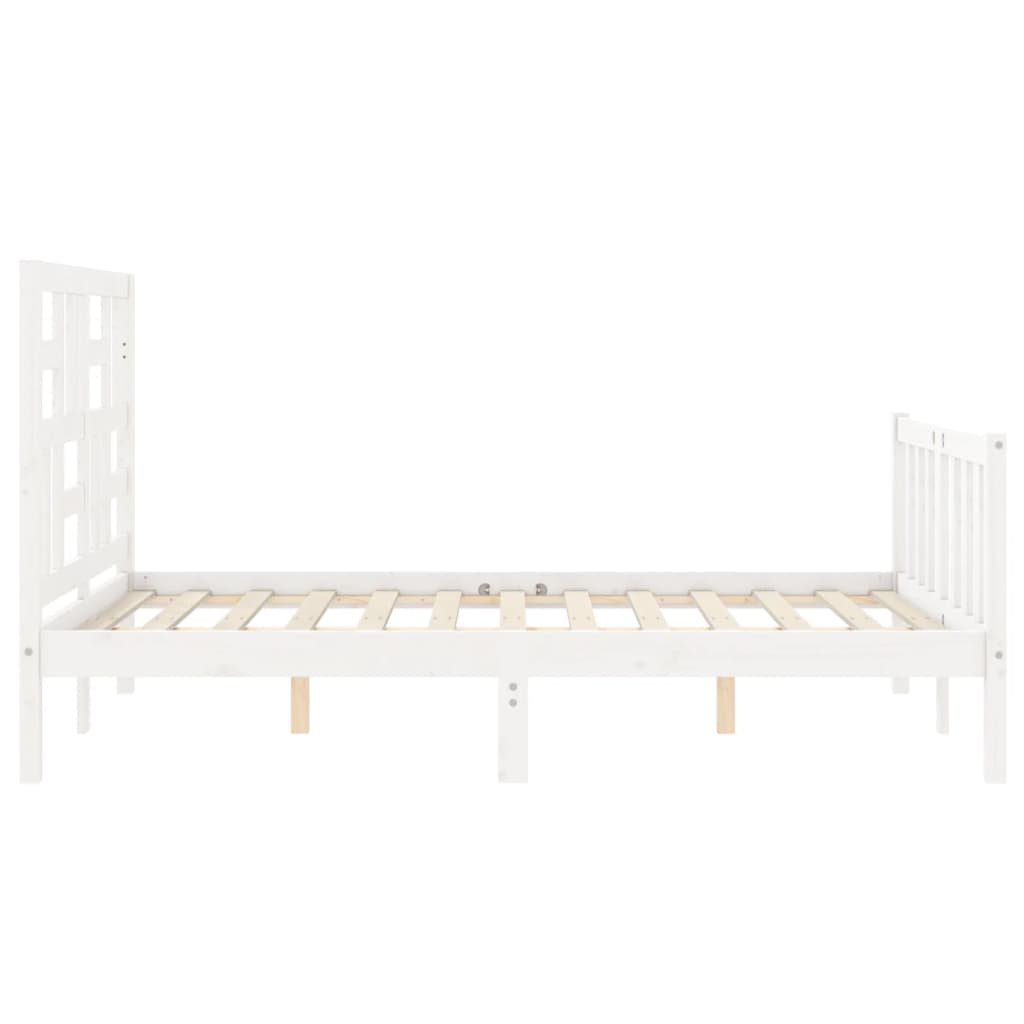 Cadru de pat fără saltea, alb, 140x190 cm, lemn masiv de pin GartenMobel Dekor