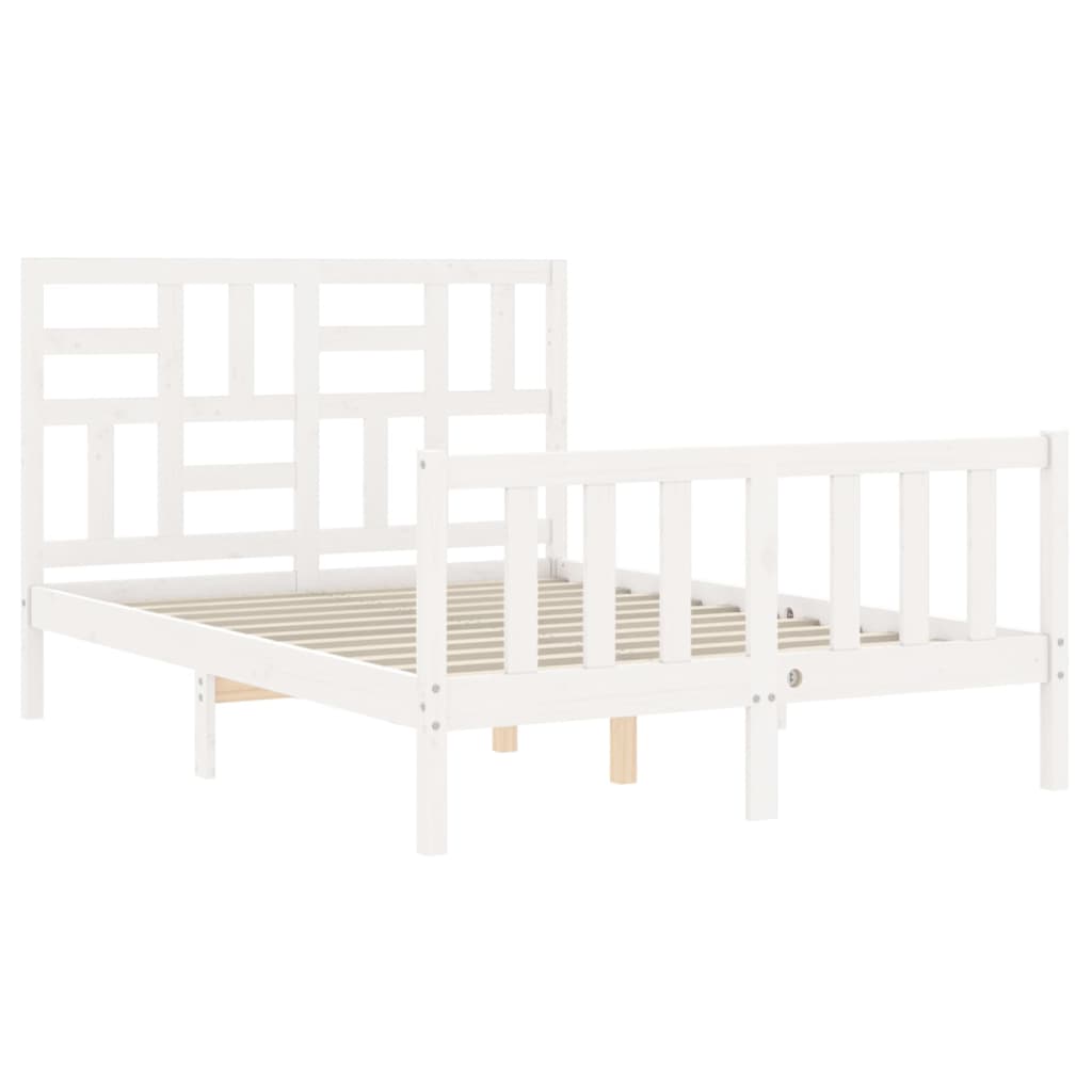 Cadru de pat fără saltea, alb, 140x190 cm, lemn masiv de pin GartenMobel Dekor