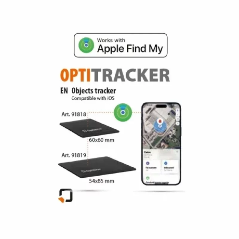 Localizator de obiecte Opti Tracker Compact Ultra-subtire cu adeziv functionare prin aplicatia Find My de la Apple Garage AutoRide