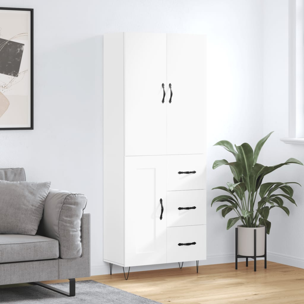 Dulap înalt, alb, 69,5x34x180 cm, lemn compozit GartenMobel Dekor