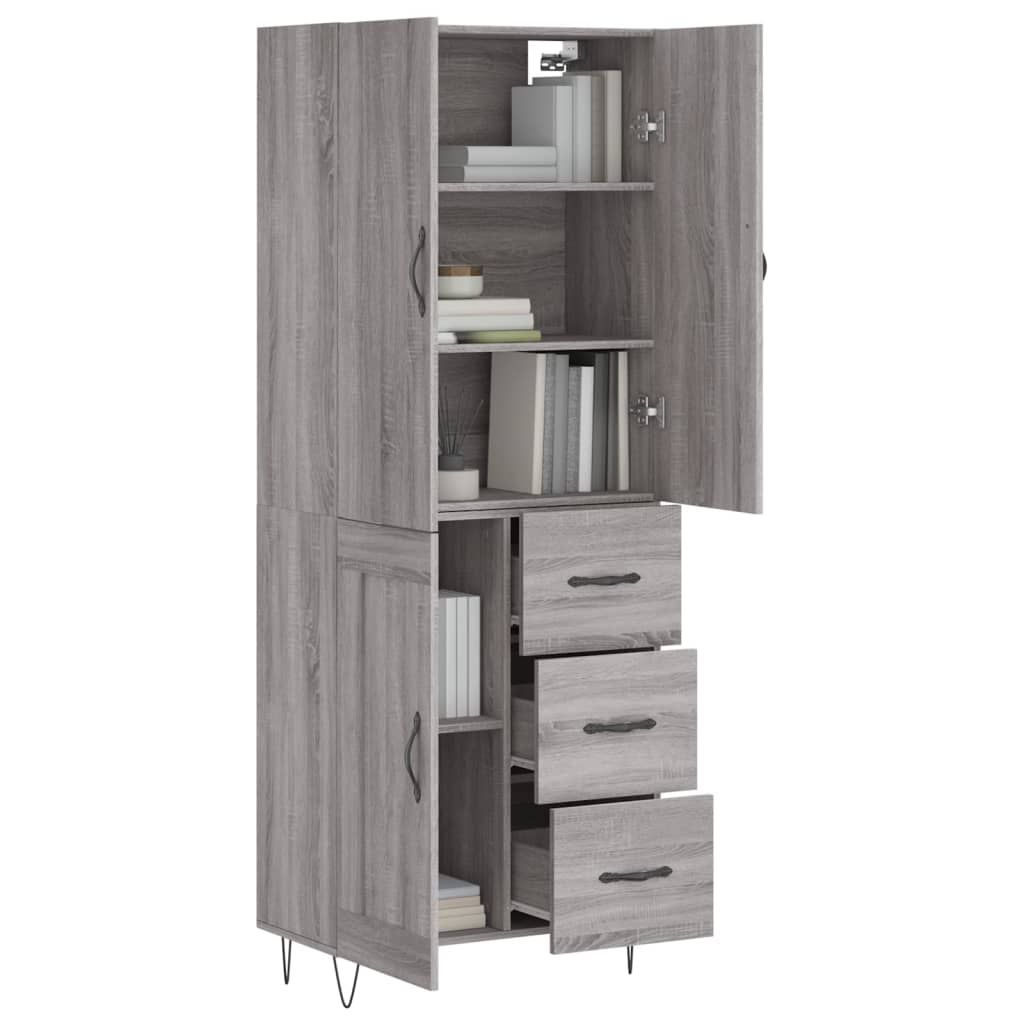 Dulap înalt, gri sonoma, 69,5x34x180 cm, lemn compozit GartenMobel Dekor