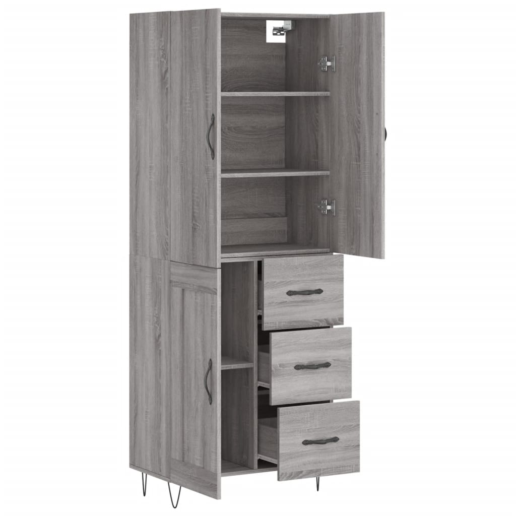 Dulap înalt, gri sonoma, 69,5x34x180 cm, lemn compozit GartenMobel Dekor