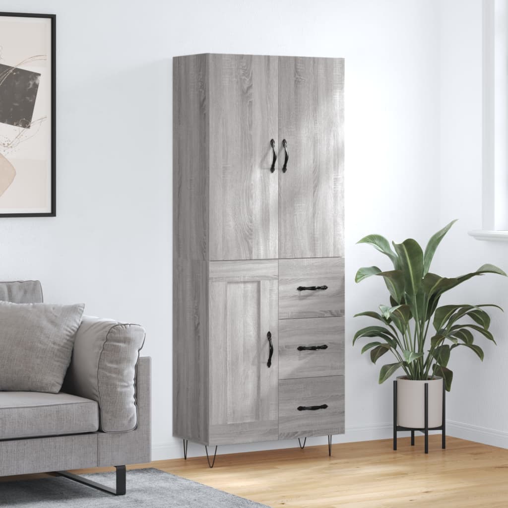 Dulap înalt, gri sonoma, 69,5x34x180 cm, lemn compozit GartenMobel Dekor