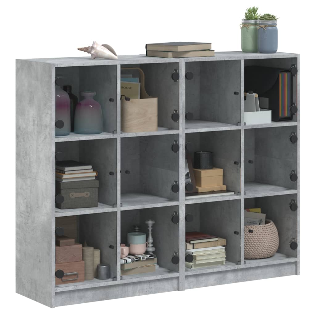 Bibliotecă cu uși, gri beton, 136x37x109 cm, lemn compozit GartenMobel Dekor