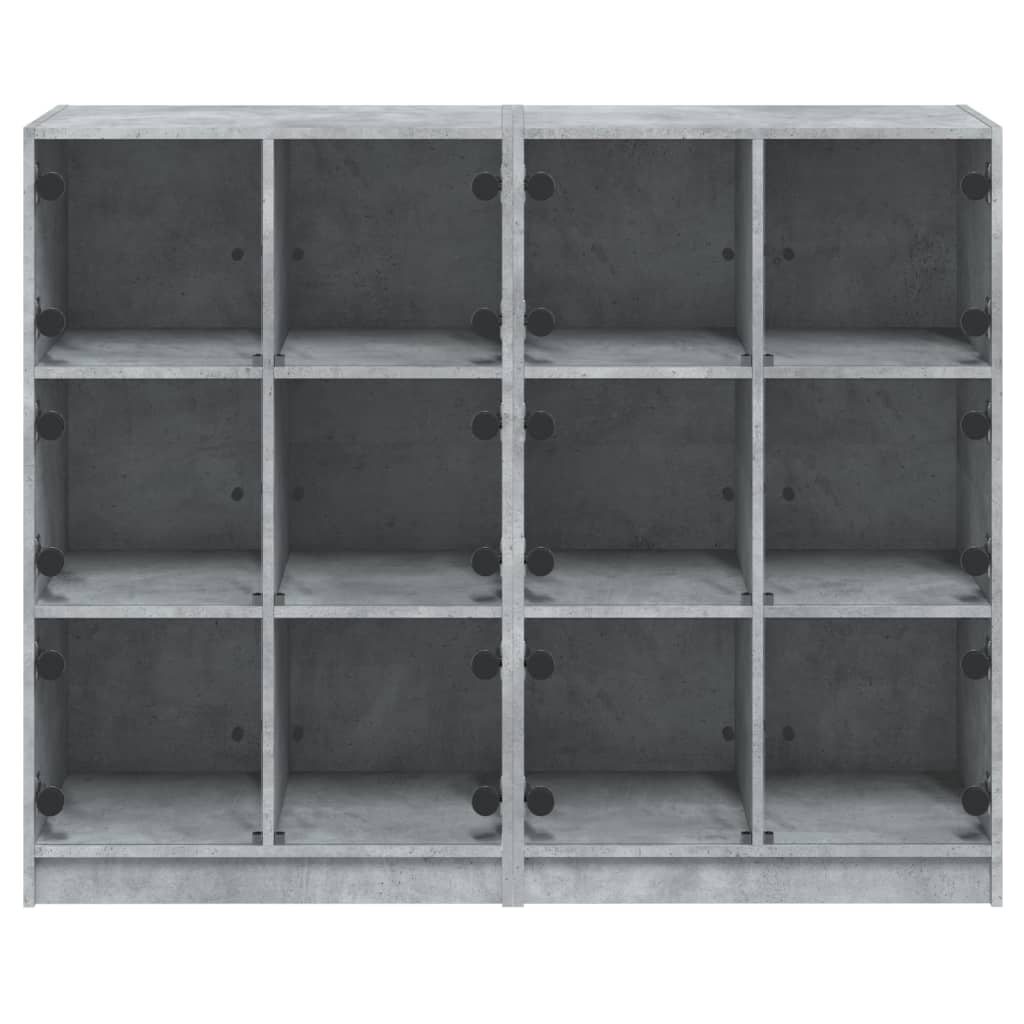 Bibliotecă cu uși, gri beton, 136x37x109 cm, lemn compozit GartenMobel Dekor