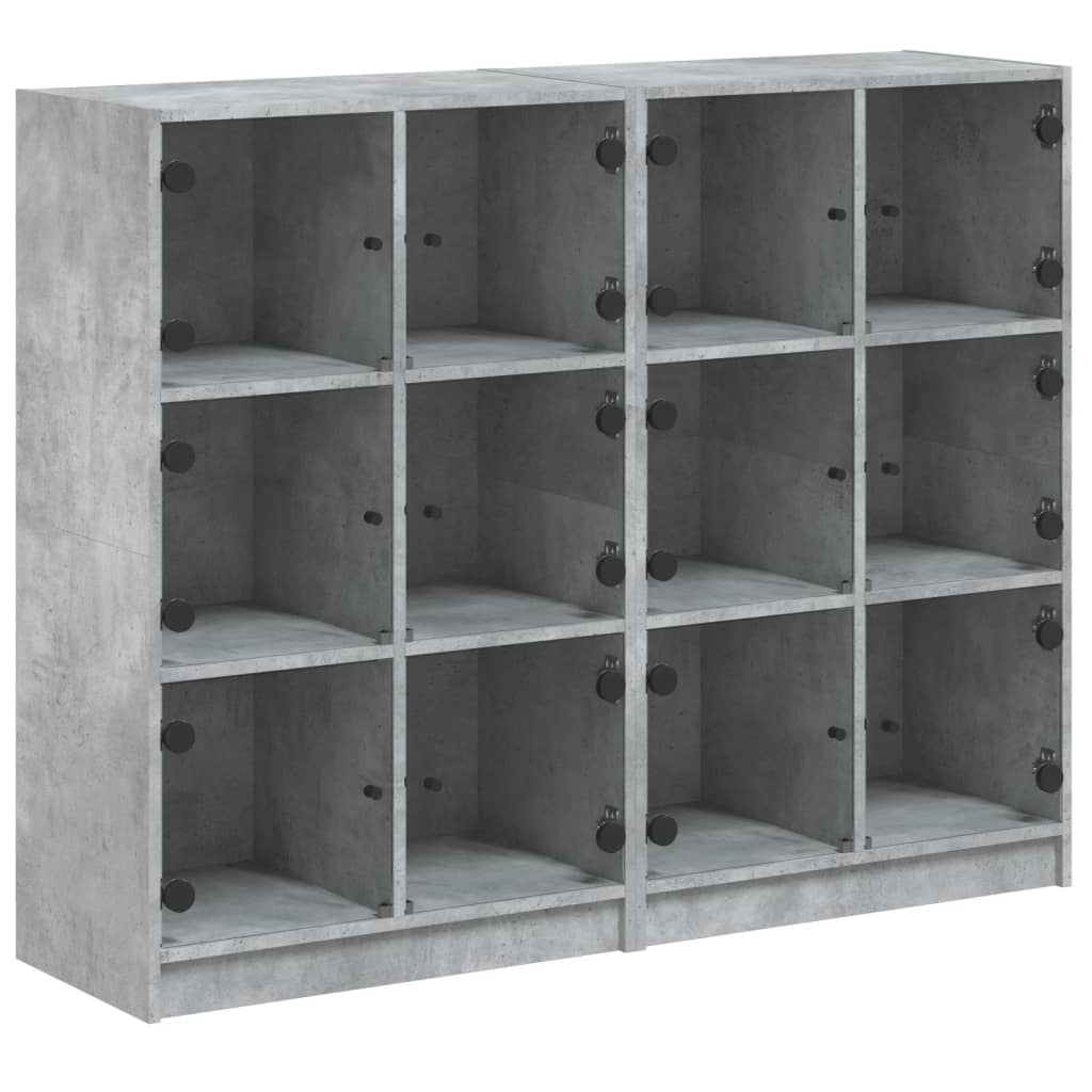 Bibliotecă cu uși, gri beton, 136x37x109 cm, lemn compozit GartenMobel Dekor
