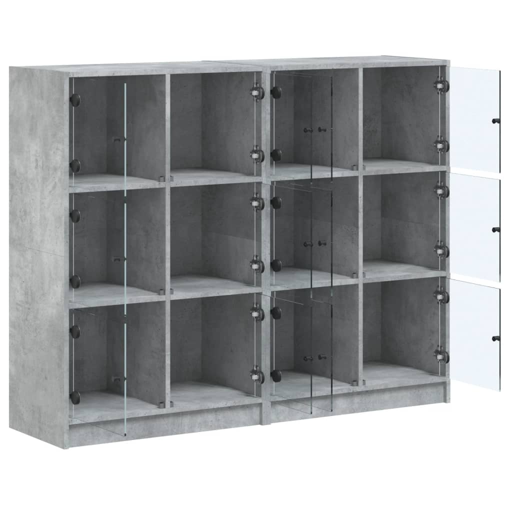 Bibliotecă cu uși, gri beton, 136x37x109 cm, lemn compozit GartenMobel Dekor