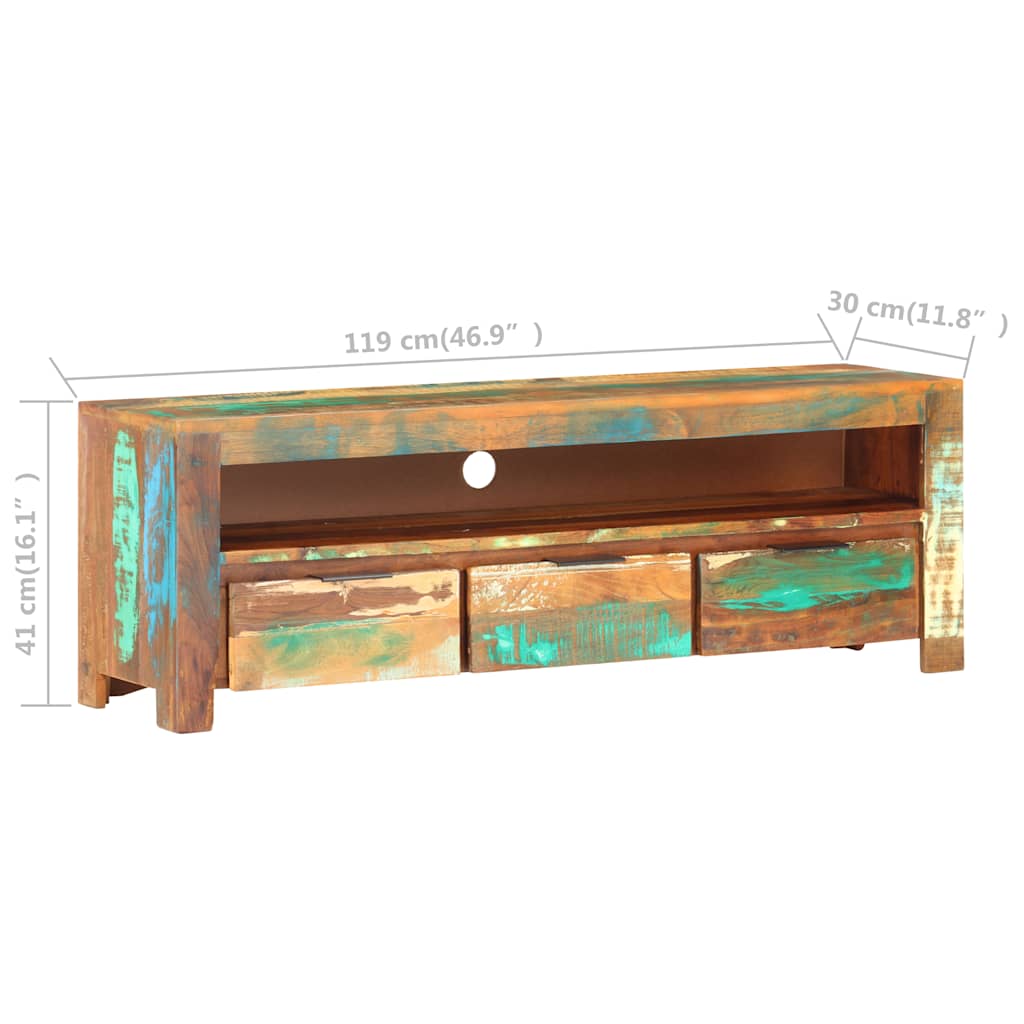 Comodă TV, 119 x 30 x 41 cm, lemn masiv reciclat GartenMobel Dekor