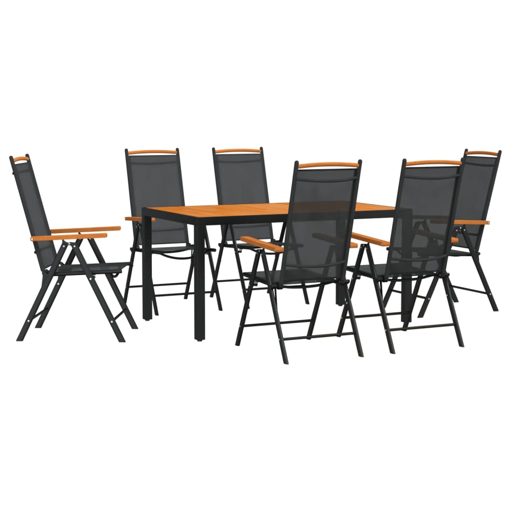 Set mobilier pentru grădină, 7 piese, negru și maro, aluminiu GartenMobel Dekor