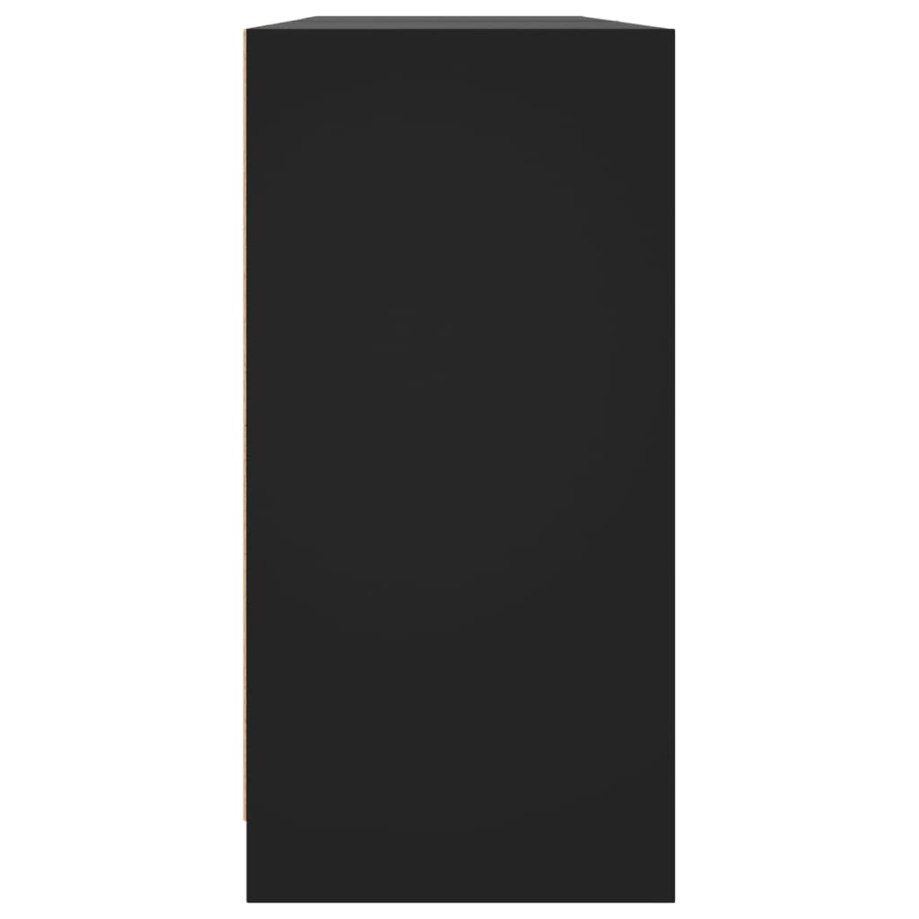 Bibliotecă cu uși, negru, 204x37x75 cm, lemn compozit GartenMobel Dekor