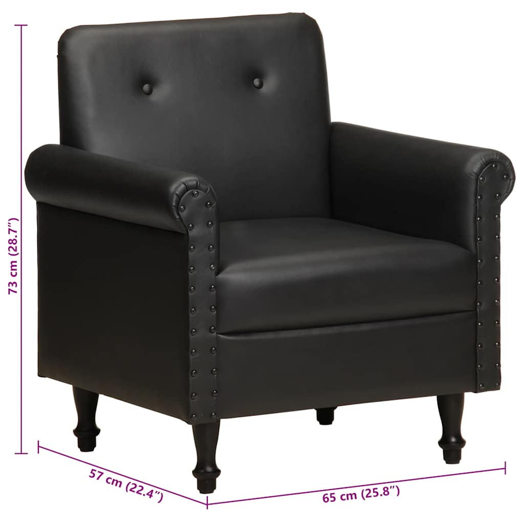 Fotoliu, negru, piele naturală GartenMobel Dekor