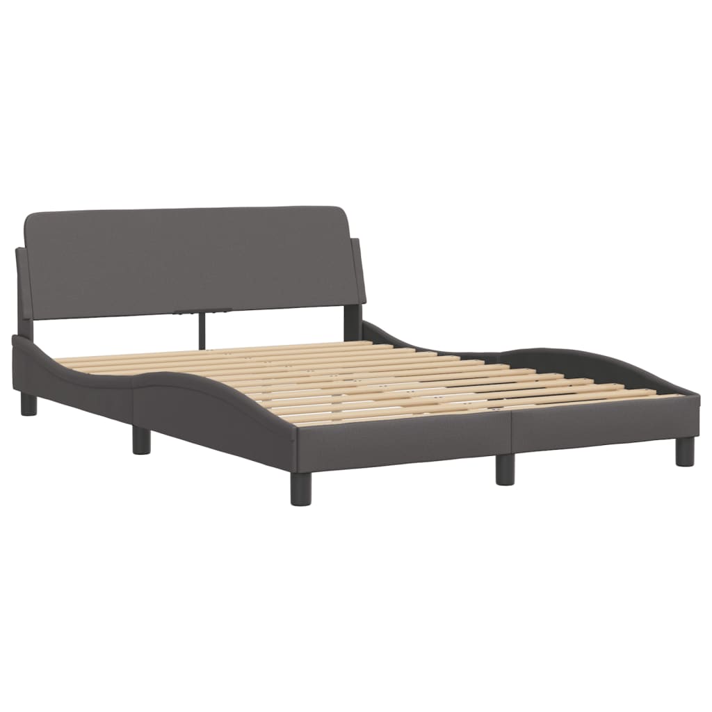 Pat cu saltea, gri, 140x190 cm, piele ecologică GartenMobel Dekor