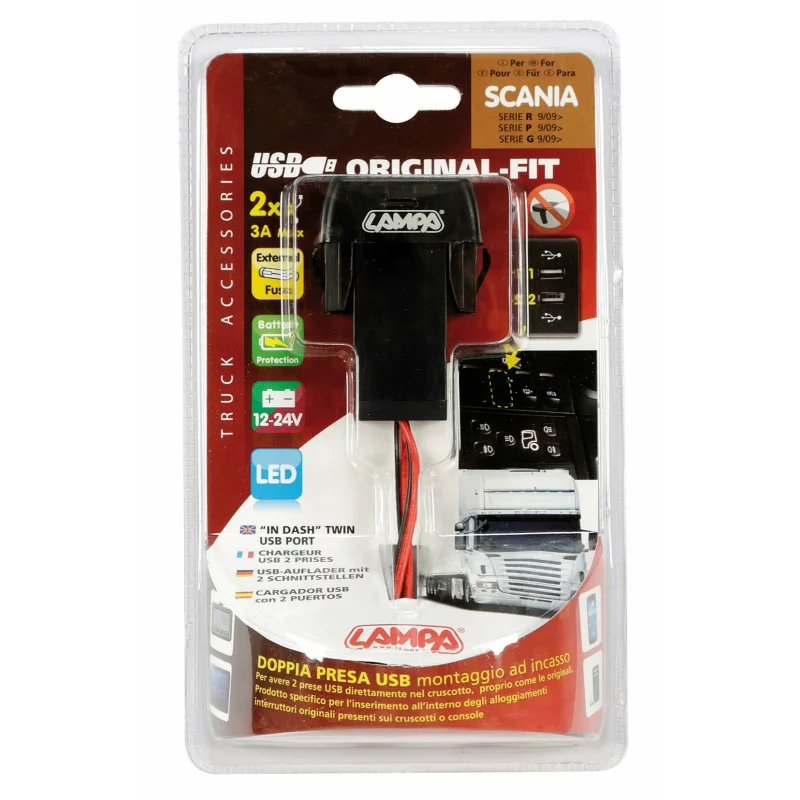 Priza dubla USB incorporabila 12/24V camion - Scania Garage AutoRide
