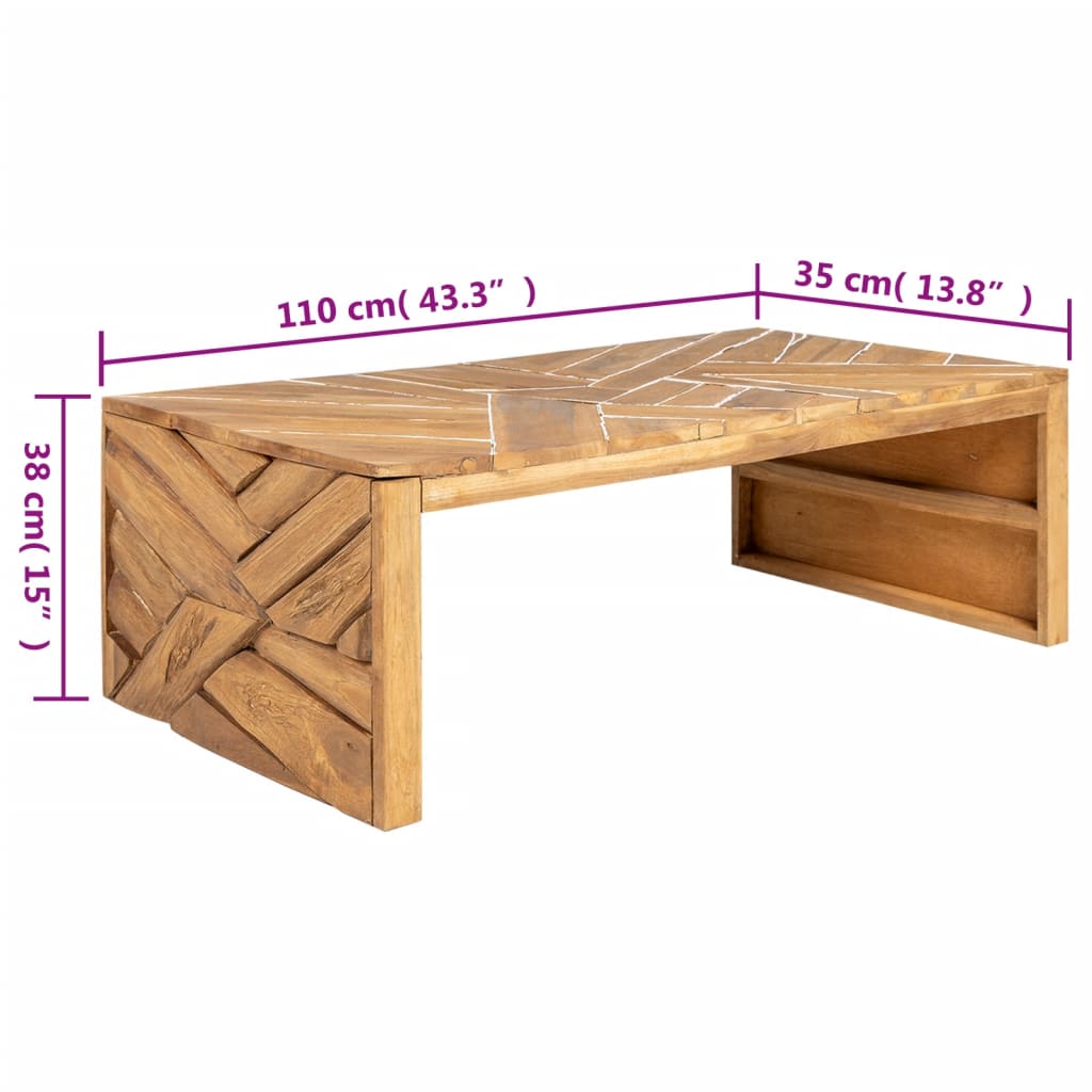Măsuță de cafea, 110x35x38 cm, lemn masiv de tec erodat GartenMobel Dekor