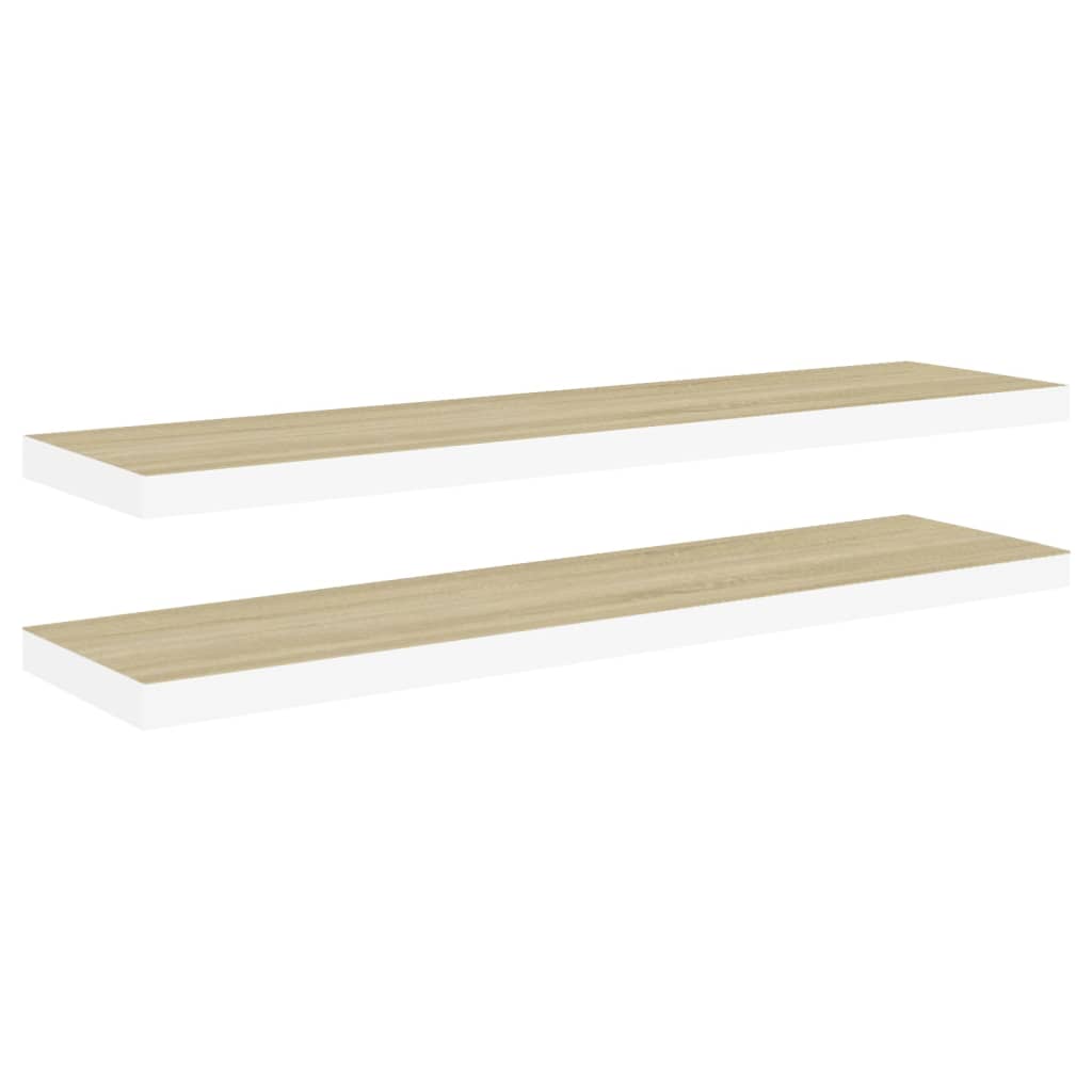 Rafturi perete suspendate 2 buc. stejar/alb 90x23,5x3,8 cm MDF GartenMobel Dekor