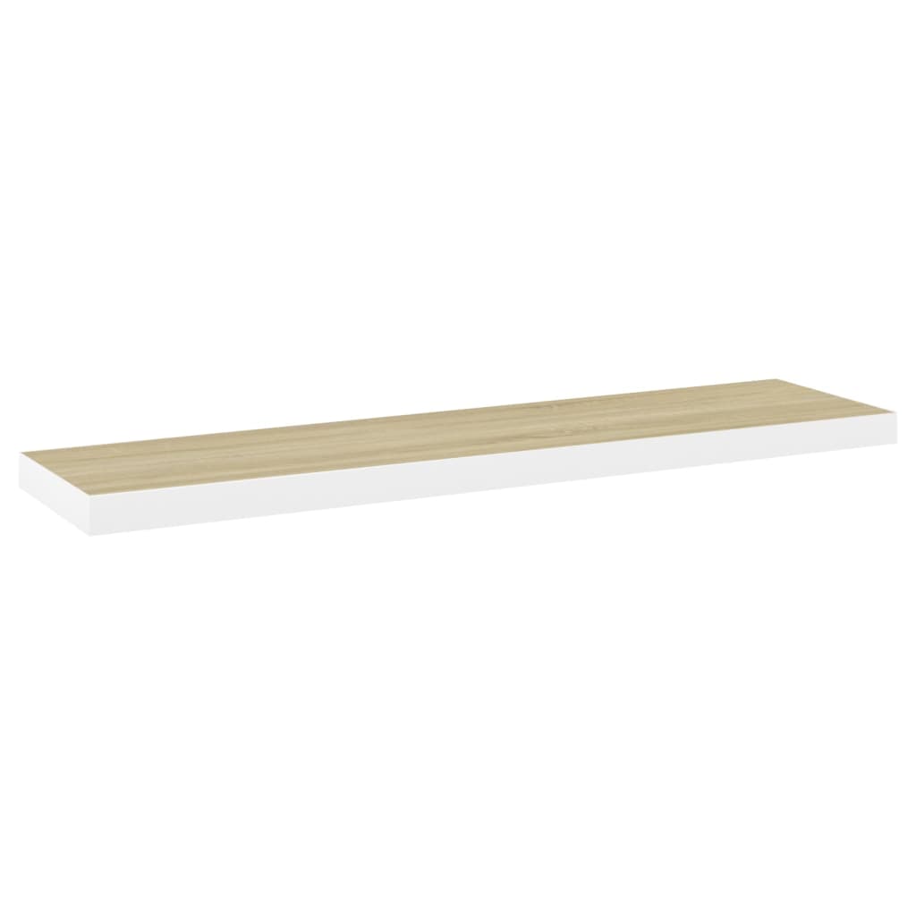 Rafturi perete suspendate 4 buc. stejar/alb 90x23,5x3,8 cm MDF GartenMobel Dekor
