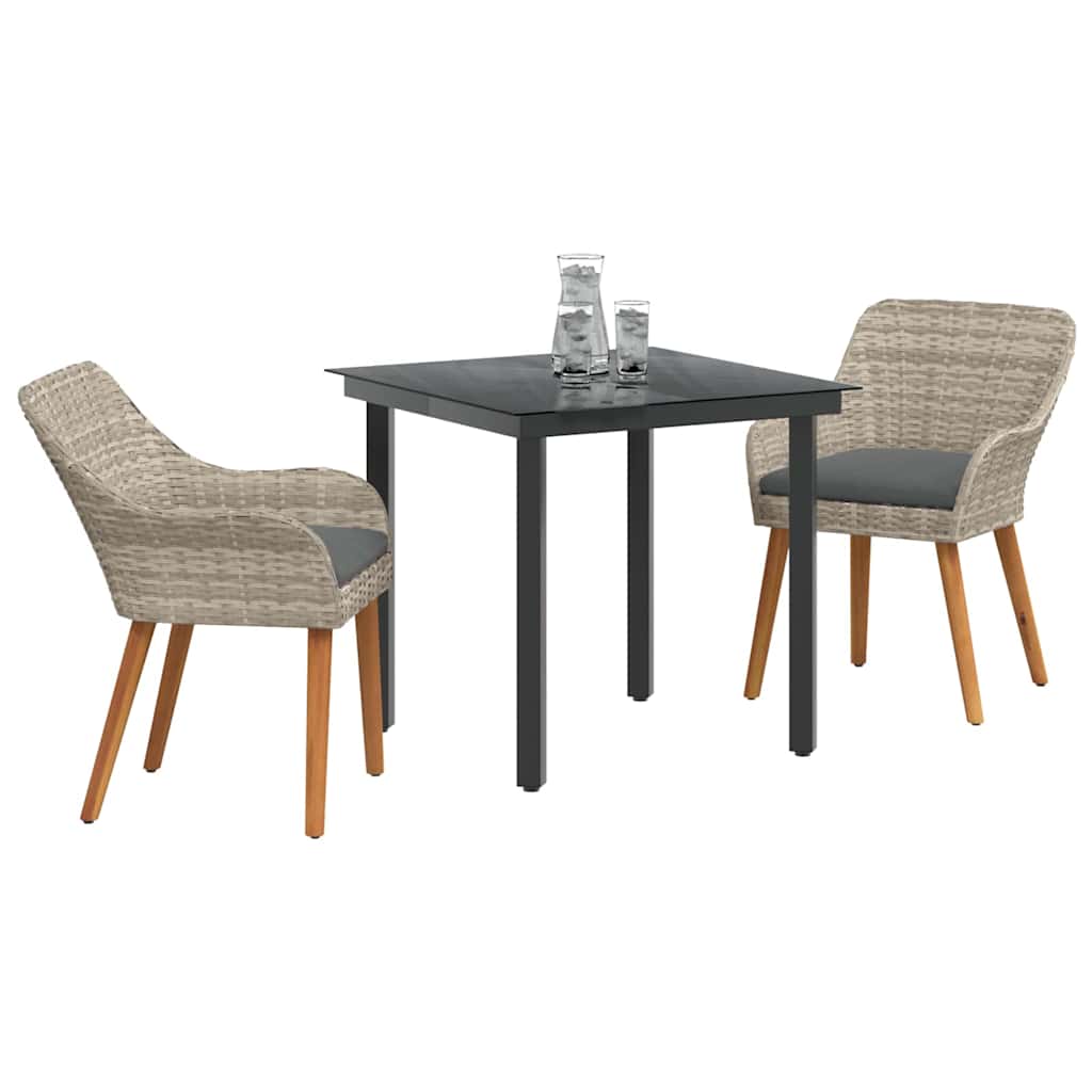 Set de dining 3 pcs Gri deschis și Negru Mediu GartenMobel Dekor