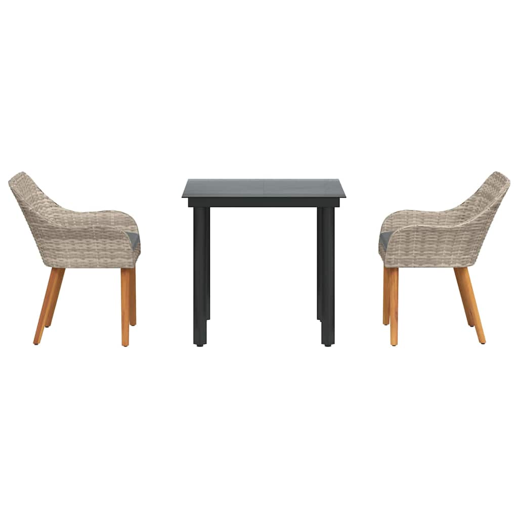 Set de dining 3 pcs Gri deschis și Negru Mediu GartenMobel Dekor