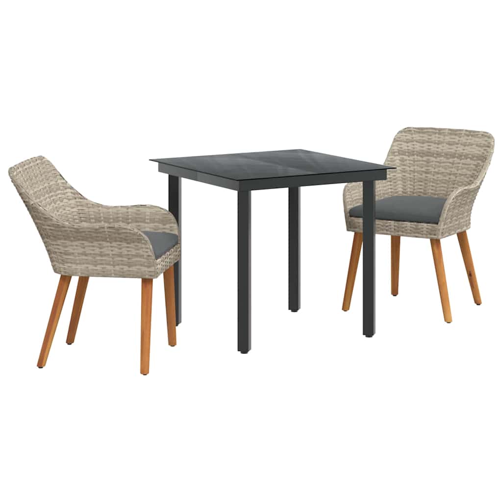 Set de dining 3 pcs Gri deschis și Negru Mediu GartenMobel Dekor