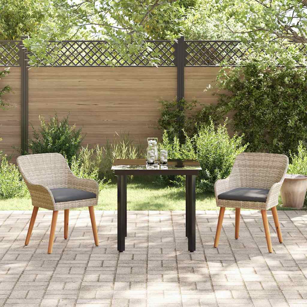 Set de dining 3 pcs Gri deschis și Negru Mediu GartenMobel Dekor