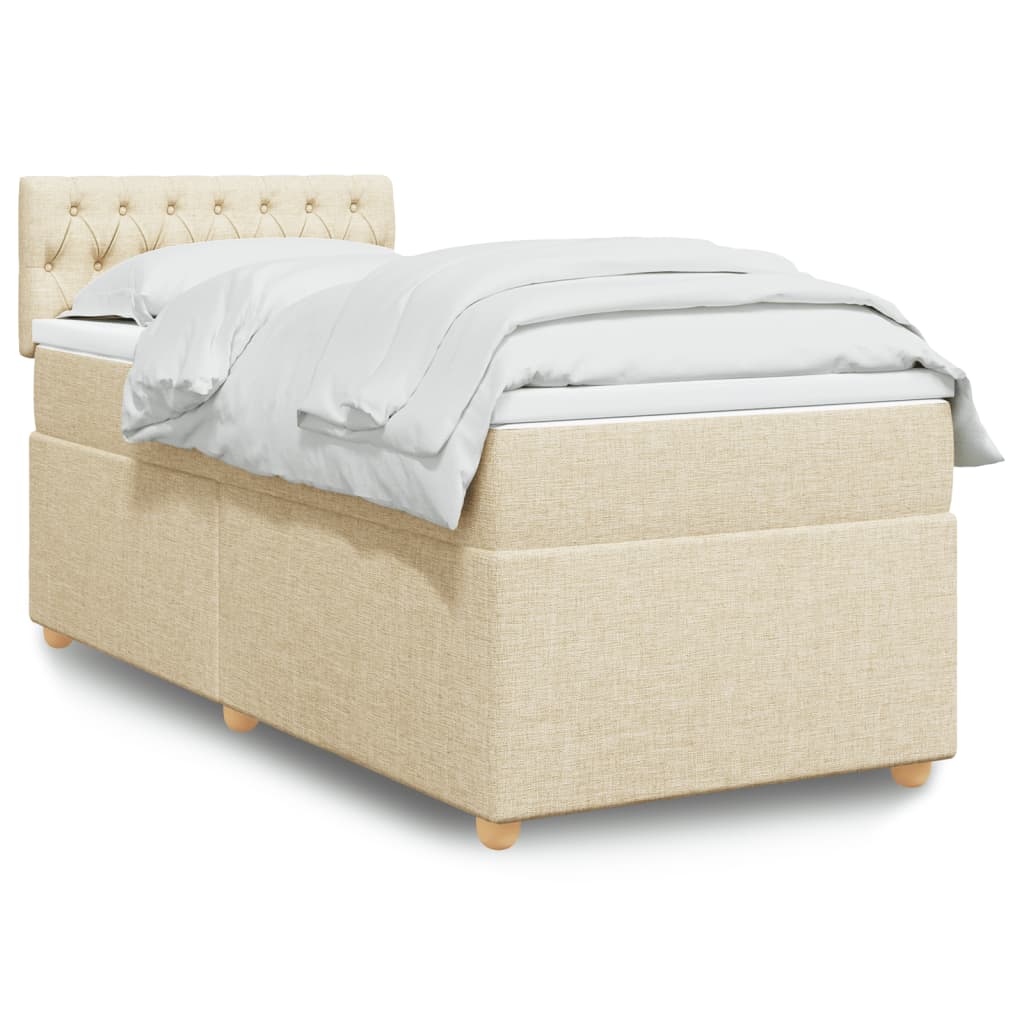 Pat box spring cu saltea, crem, 80x200 cm, textil GartenMobel Dekor