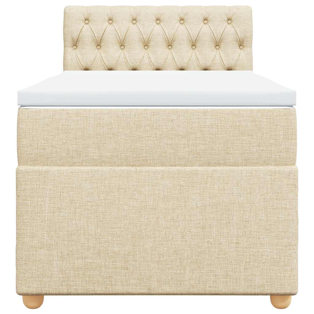 Pat box spring cu saltea, crem, 80x200 cm, textil GartenMobel Dekor