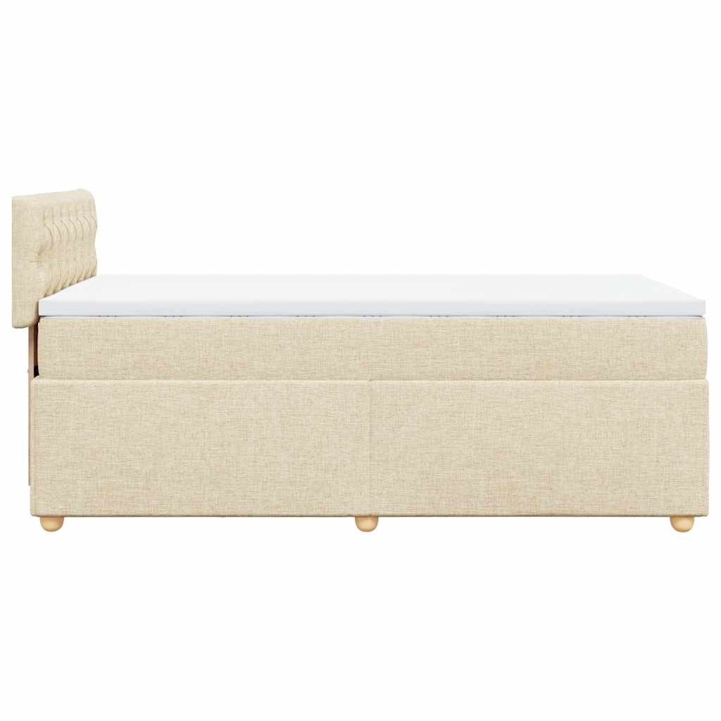 Pat box spring cu saltea, crem, 80x200 cm, textil GartenMobel Dekor