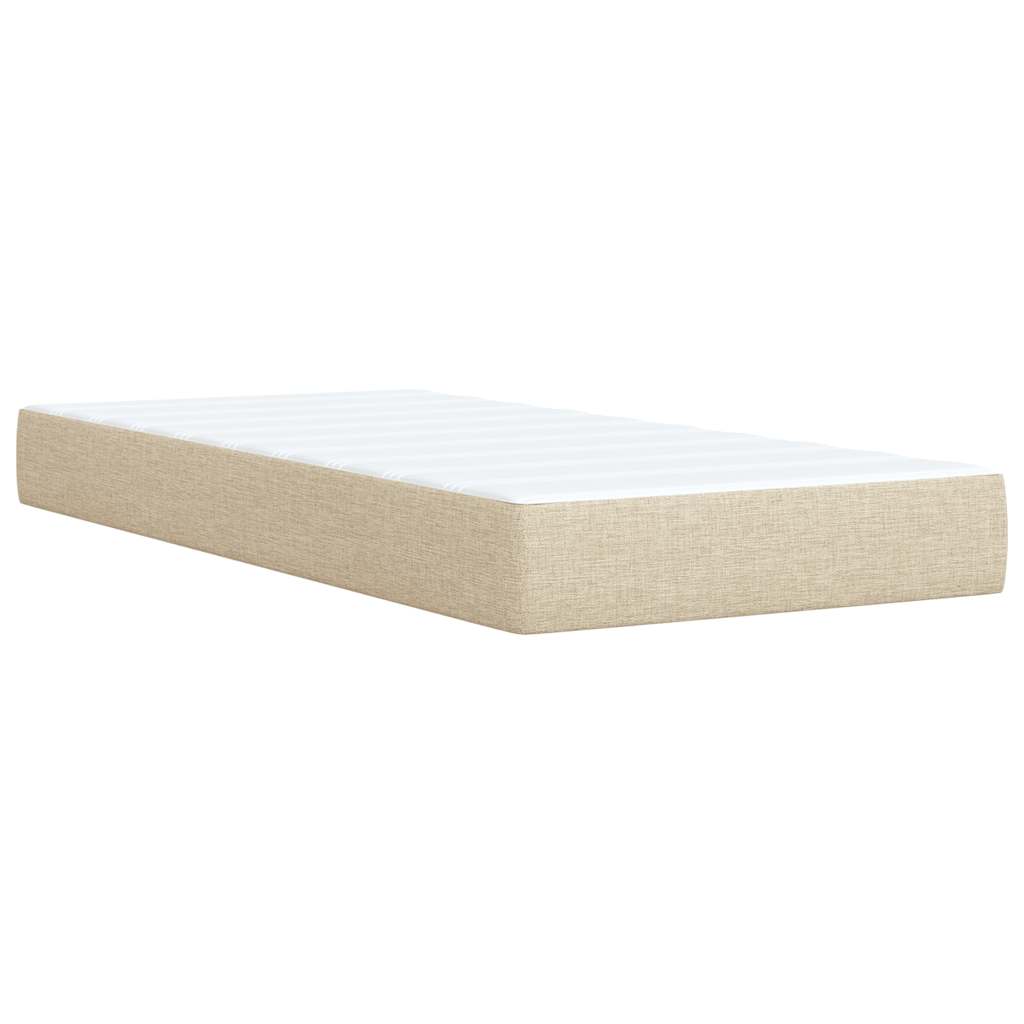 Pat box spring cu saltea, crem, 80x200 cm, textil GartenMobel Dekor