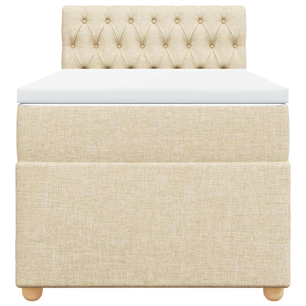 Pat box spring cu saltea, crem, 80x200 cm, textil GartenMobel Dekor