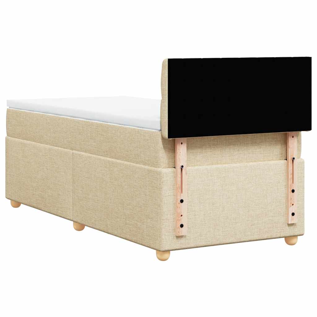 Pat box spring cu saltea, crem, 80x200 cm, textil GartenMobel Dekor