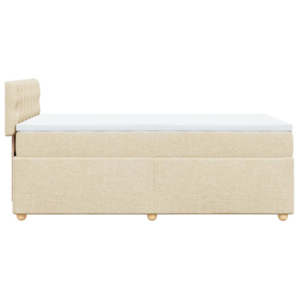 Pat box spring cu saltea, crem, 90x200 cm, textil GartenMobel Dekor