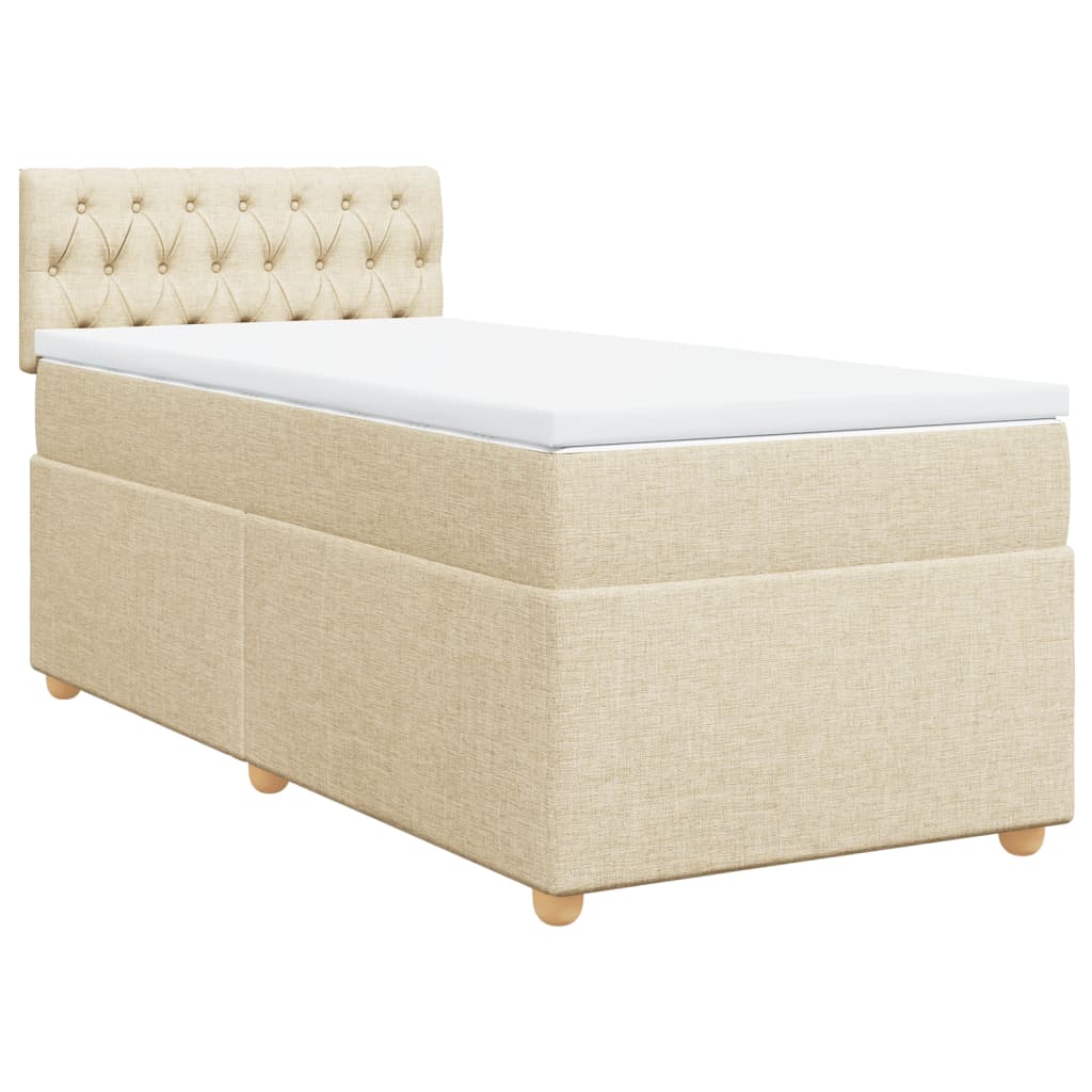 Pat box spring cu saltea, crem, 90x200 cm, textil GartenMobel Dekor