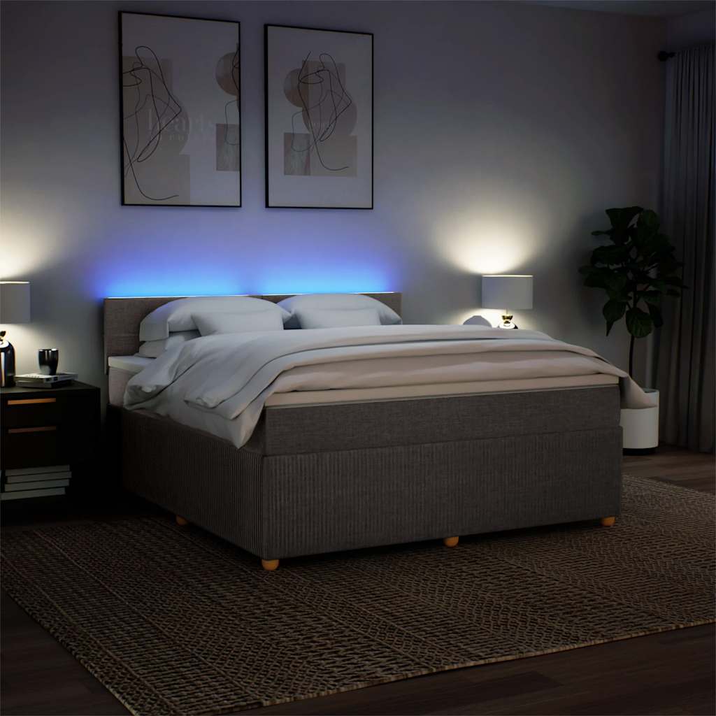 Pat continental cu saltea, gri taupe, 180x200 cm, textil GartenMobel Dekor