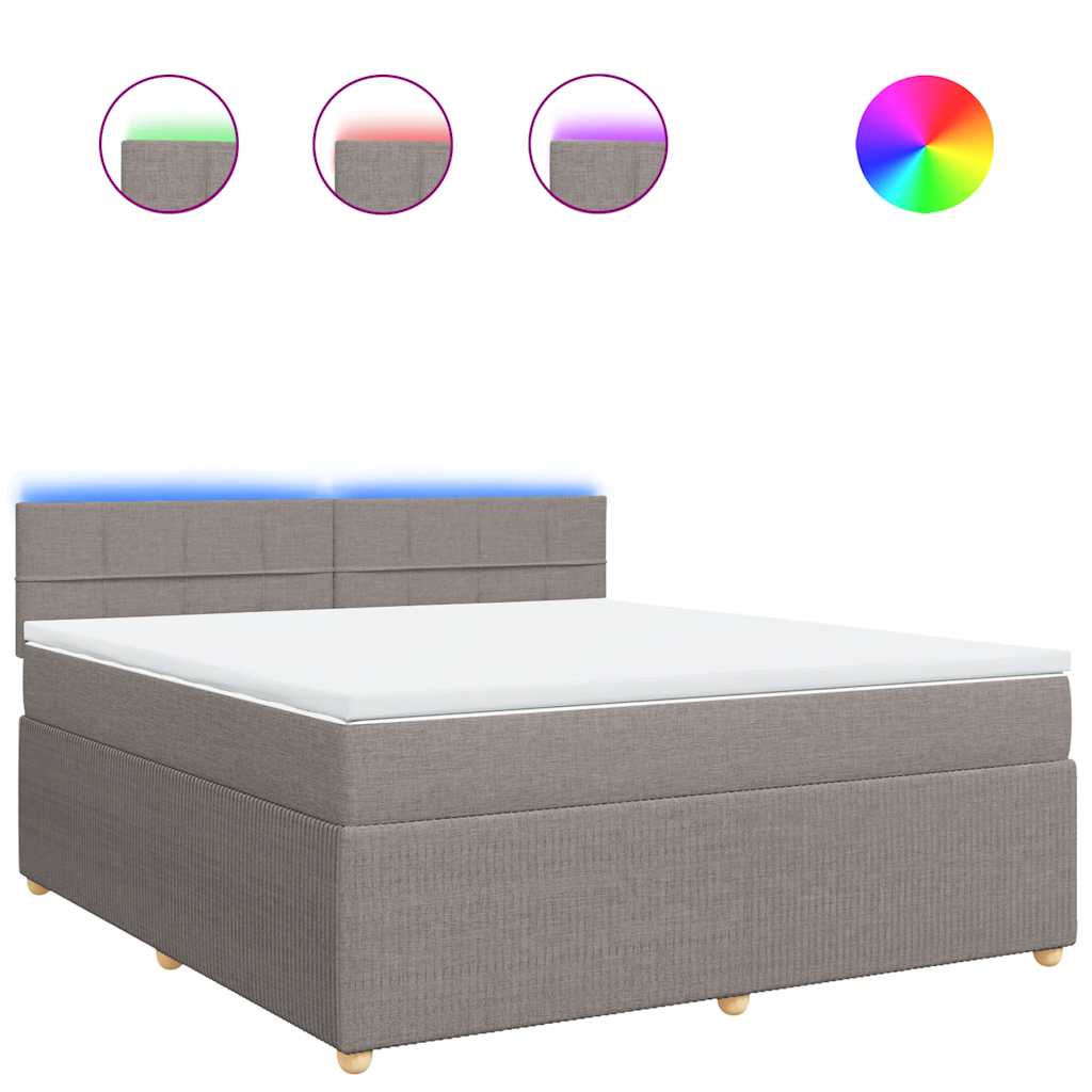 Pat continental cu saltea, gri taupe, 180x200 cm, textil GartenMobel Dekor