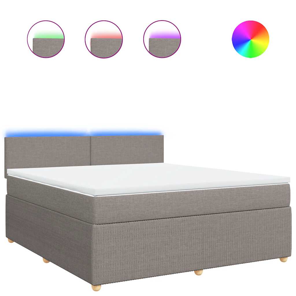 Pat continental cu saltea, gri taupe, 180x200 cm, textil GartenMobel Dekor