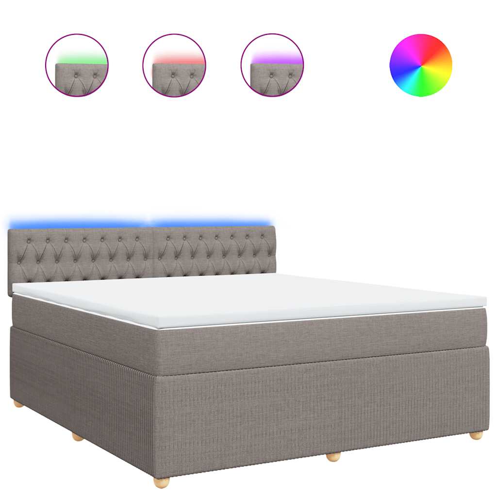 Pat continental cu saltea, gri taupe, 180x200 cm, textil GartenMobel Dekor