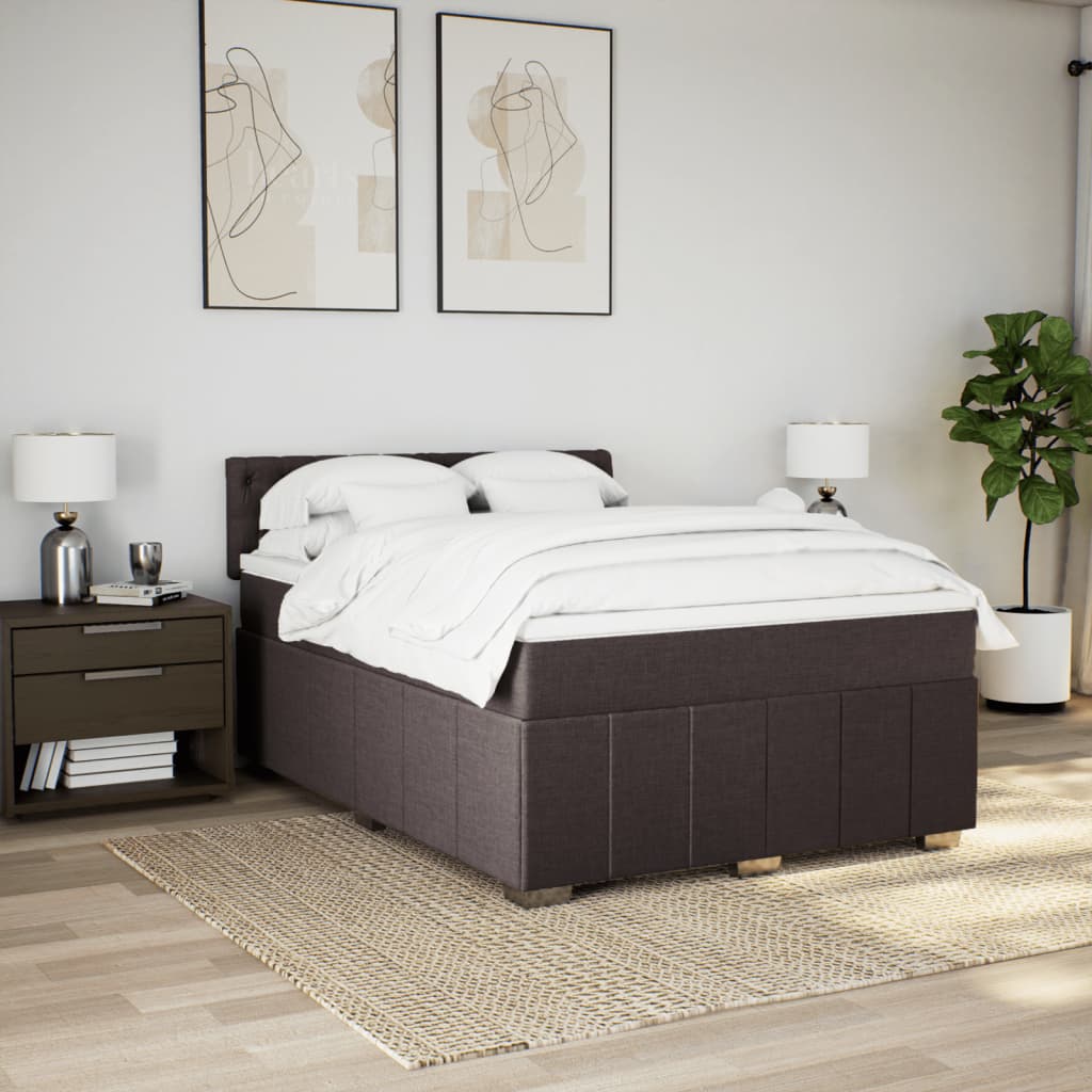 Pat continental cu saltea, maro închis, 140x200 cm, textil GartenMobel Dekor