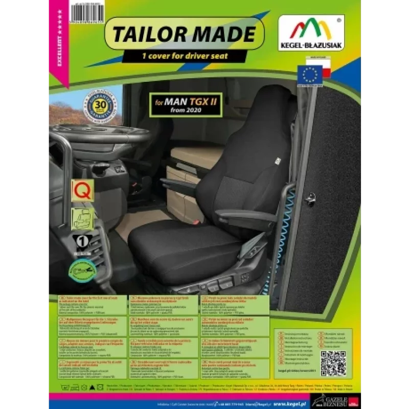 Husa scaun camion dedicata pentru scaun sofer MAN TGX II (dupa 2020>) 1buc Negru/Gri Garage AutoRide
