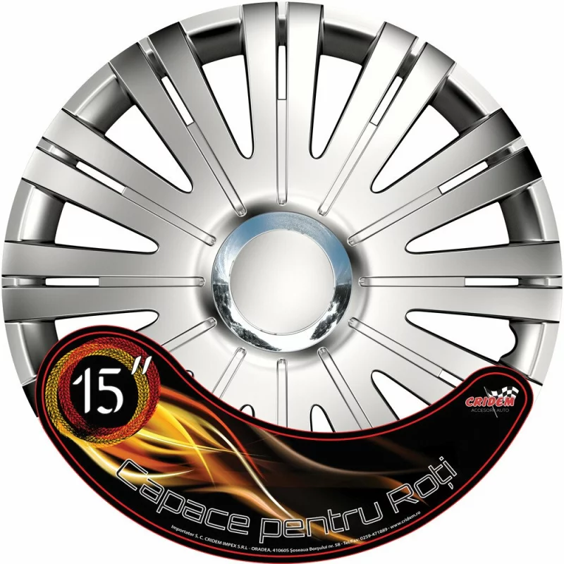 Set capace roti auto Cridem Active RC 4buc - Argintiu/Crom - 15'' Garage AutoRide