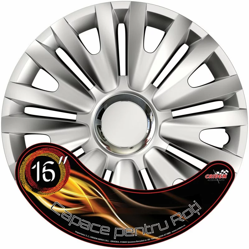 Set capace roti auto Cridem Royal RC 4buc - Argintiu/Crom - 16'' Garage AutoRide