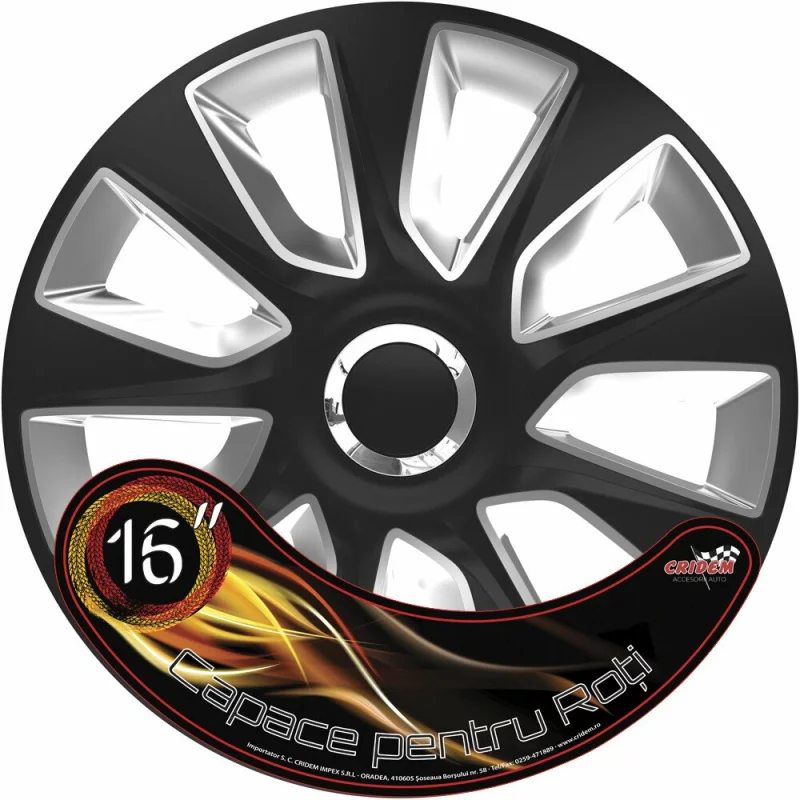 Set capace roti auto Cridem Stratos RC 4buc - Negru/Argintiu - 16'' Garage AutoRide