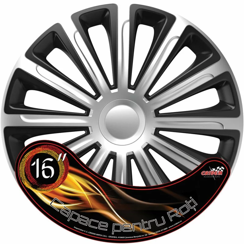 Set capace roti auto Cridem Trend 4buc - Argintiu/Negru - 16'' Garage AutoRide