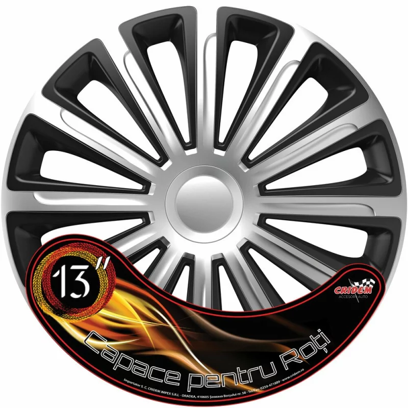 Set capace roti auto Cridem Trend 4buc - Argintiu/Negru - 13'' Garage AutoRide