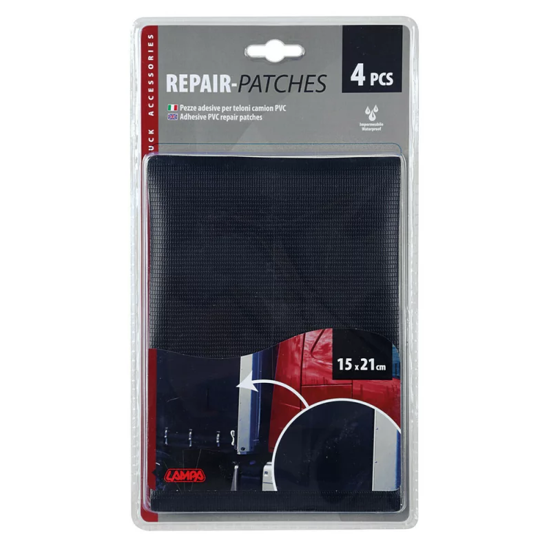 Set de petice pentru reparare prelata semiremorca 4buc 15x21cm - Negru Garage AutoRide