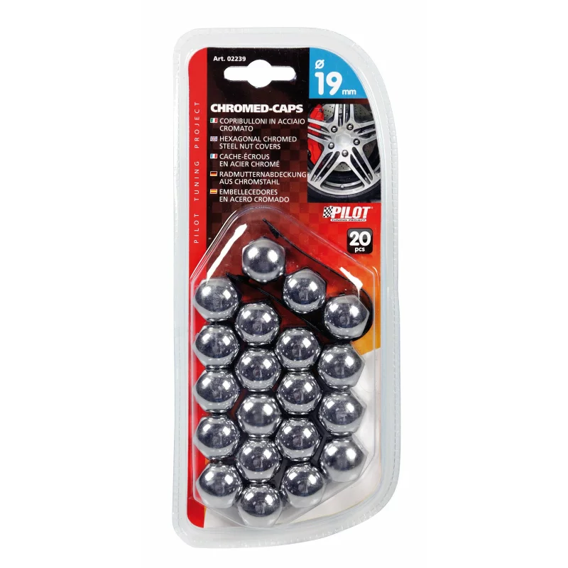 Ornamente prezoane metal cromat 20buc - Hex 19mm - Crom Garage AutoRide
