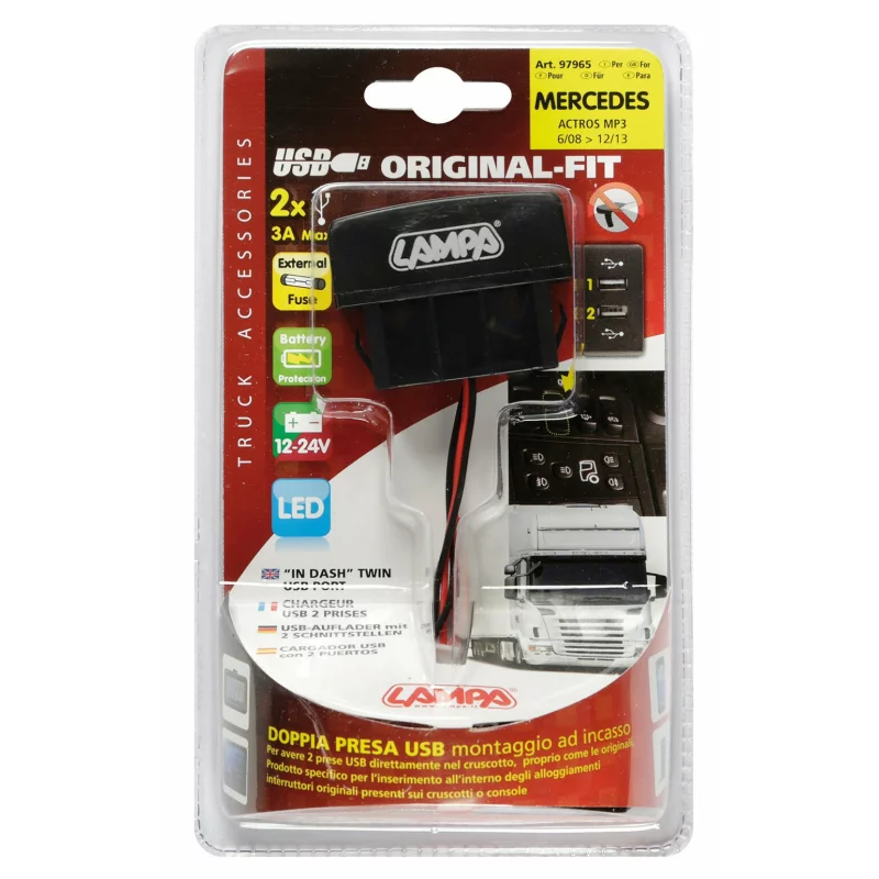 Priza dubla USB incorporabila 12/24V camion - Mercedes Garage AutoRide