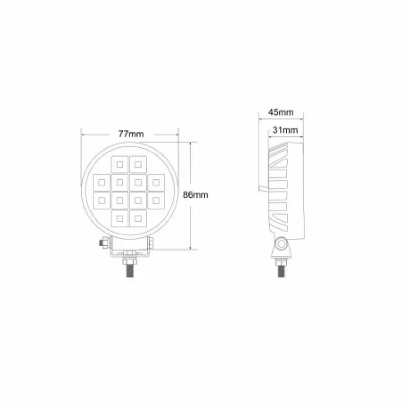 Proiector din metal rotund 12LED 12/24V cu intrerupator pe verso Kamar Garage AutoRide