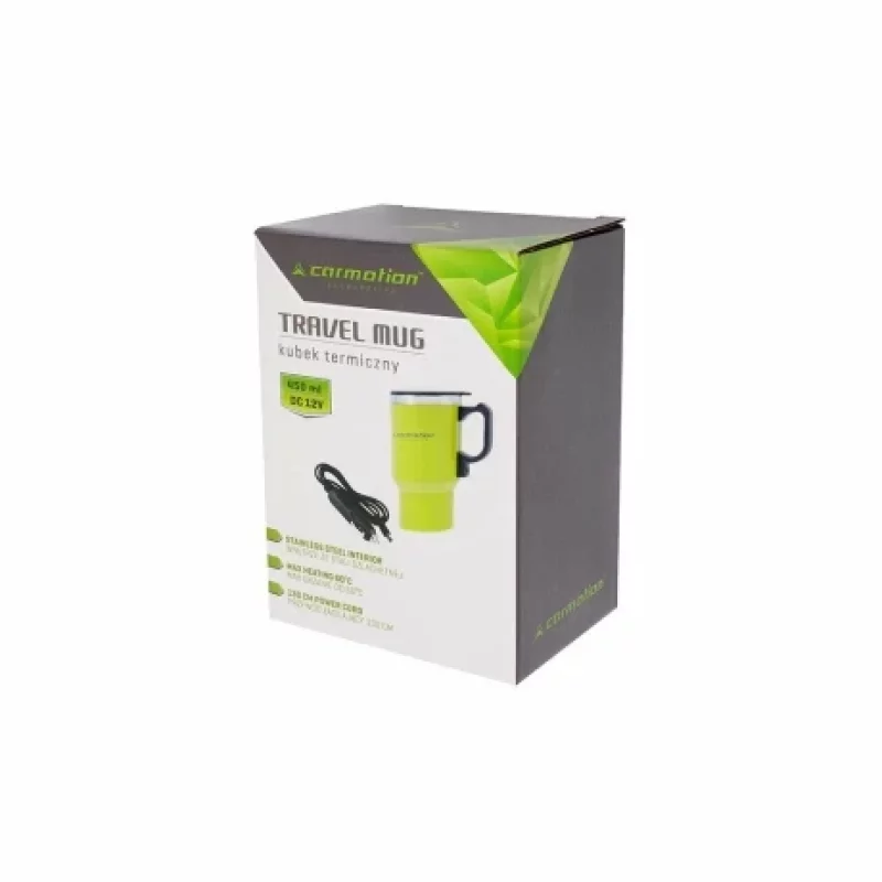 Cana termos cu incalzire Carmotion 450ml alimentare la bricheta auto 12V Verde Garage AutoRide
