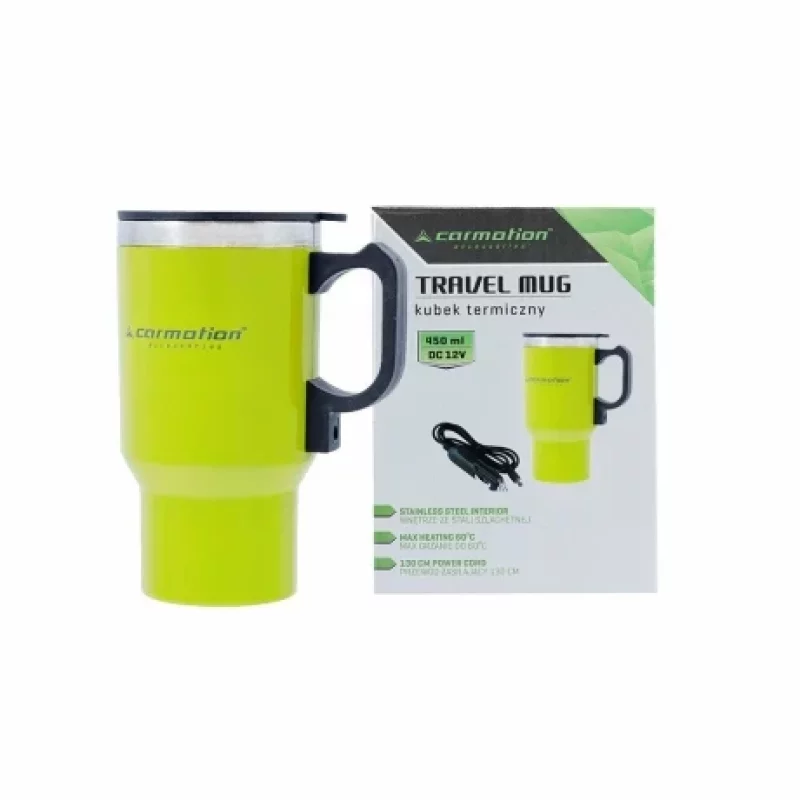 Cana termos cu incalzire Carmotion 450ml alimentare la bricheta auto 12V Verde Garage AutoRide
